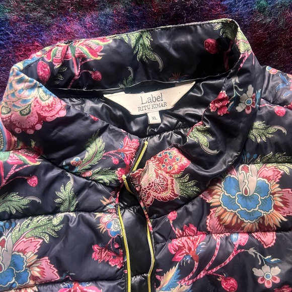 Ritu Kumar Black Floral Puffer Jacket - Picture 2 of 4